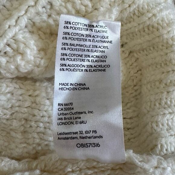 Anthropologie Pilcro Rolled Mock Neck Cable Knit Sweater Pullover in Ivory White - Picture 12 of 12